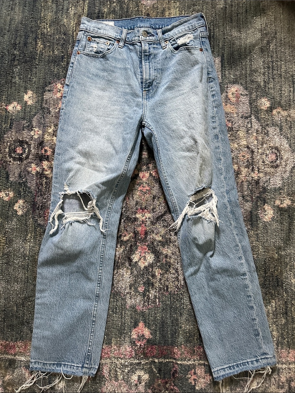 GAP Cheeky Straight High Rise Light Blue Distressed Jeans 28 | 6R Vintage Cutie
